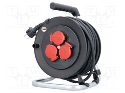 Extension lead; 3G1.5mm2; Sockets: 3; rubber; black; 25m; 16A