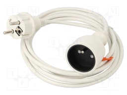 Extension lead; Sockets: 1; PVC; white; 3x1mm2; 3m; 10A; STANDARD