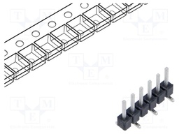 Connector: pin strips; male; PIN: 6; 2.54mm; tinned; SMT; pin header