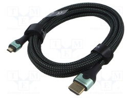 Cable; HDMI plug,micro HDMI plug; textile; HDMI 2.1; 4K,8K; 2m