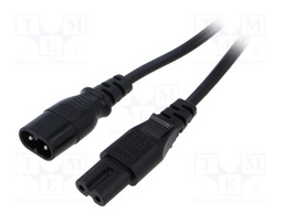 Cable; 2x0.75mm2; IEC C7 female,IEC C8 male; PVC; 3m; black; 2.5A