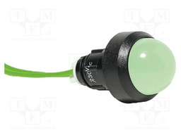 Indicator: LED; recessed; green; 230VAC; Ø20mm; IP20; cables; 330mm