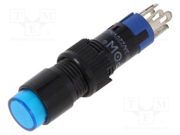 Switch: push-button; Pos: 2; SPDT; 0.5A/250VAC; 1A/24VDC; blue; blue