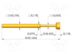 Test needle; Spring compression: 9.6mm; 10.8mm; 5A; steel; Ø: 5mm