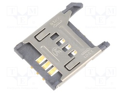 Connector: for cards; SIM; without ejector,with cover; SMT; PIN: 6