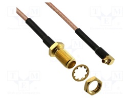 Cable; 500mm; MMCX male,SMA female; white; angled; 6GHz; 50Ω