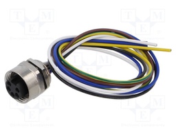 Connector: 7/8"; socket; female; straight; with leads; PIN: 5; 0.5m