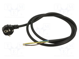 Cable; 3x1mm2; CEE 7/7 (E/F) plug angled,wires; PVC; 5m; black