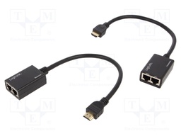 HDMI extender; HDCP; HDMI plug,RJ45 socket x2; Colour: black