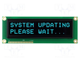 Display: OLED; 16x2; Dim: 122x44x10mm; Window dimensions: 98x21mm