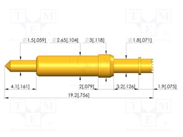 Test needle; Spring compression: 2.8mm; 3.2mm; 8A; CuBe; Ø: 1.8mm