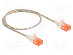 Patch cord; U/UTP; Cat: 6a; RJ45 plug,both sides; 0.5m; PVC; 28AWG