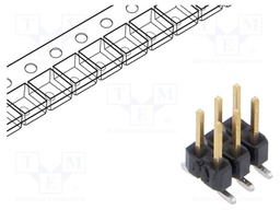 Connector: pin strips; male; PIN: 6; 2.54mm; gold-plated; SMT