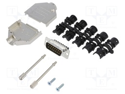 D-Sub; PIN: 15; male; shielded; straight; screw terminal; for cable