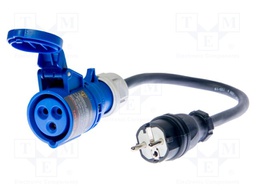 Single-phase socket adapter; 16A; EU plug; 265V; IP40