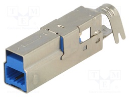 Plug; USB B; for cable; soldering; straight; USB 3.0; 1A; 30V
