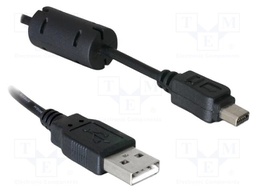 Cable; USB A plug,USB B mini 12pin plug; 1m; black