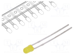 LED; 3mm; yellow; 8÷15mcd; 50°; Front: convex; Pitch: 2.54mm