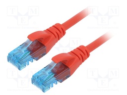 Patch cord; U/UTP; 5e; stranded; CCA; PVC; red; 0.25m; 26AWG
