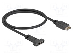 Cable; USB C socket,USB Type-E Key A plug; 0.5m; black; screw