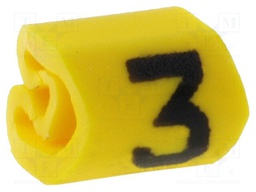 Markers for cables and wires; Label symbol: 3; 1÷3mm; PVC; yellow