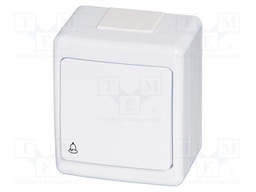 Touch switch; 250VAC; IP44; wall mount; white; No.of butt: 1
