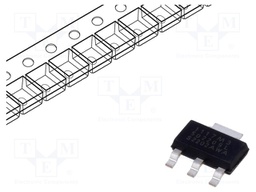 IC: voltage regulator; LDO,linear,fixed; 5V; 0.8A; SOT223; SMD