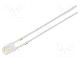 LED; 3mm; white; 2180÷3000mcd; 60°; Front: convex; 15V; No.of term: 2