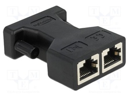 Adapter; D-Sub 15pin socket,RJ45 socket x2; black