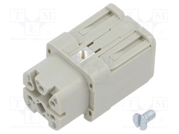 Connector: HDC; female; contact insert; 4+PE; 10A; PIN: 5; push-in