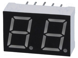 Display: LED; 7-segment; 10mm; 0.39"; No.char: 2; red; 40mcd; anode