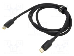 Cable; USB C plug,both sides; 1m; black; textile; 240W