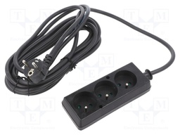 Extension lead; Sockets: 3; black; 3x1,5mm2; 5m; 16A