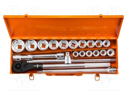 Wrenches set; 6-angles,socket spanner; Mounting: 3/4"; 21pcs.