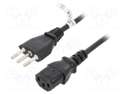 Cable; CEI 23-50 (L) plug,IEC C13 female; PVC; 1.8m; black; 10A