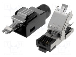 Plug; RJ45; PIN: 4; gold-plated; Layout: 8p4c; 6.5mm; 22AWG