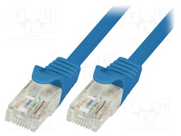 Patch cord; U/UTP; 6; stranded; CCA; PVC; blue; 0.25m; 24AWG