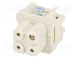 Connector: HDC; contact insert; female; S-A; PIN: 4; 3+PE; size 3A
