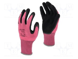 Protective gloves; Size: 9; pink-black; latex,nylon fabrics; tag
