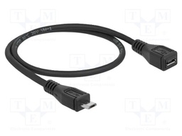 Cable; USB 2.0; USB B micro socket,USB B micro plug; 0.5m; black