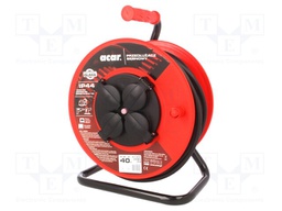 Extension lead; reel; Sockets: 4; rubber; black; 3x1,5mm2; 40m; 16A