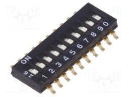 Switch: DIP-SWITCH; Poles number: 10; ON-OFF; 0.025A/24VDC; Pos: 2