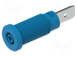 Socket; 2mm banana; 10A; 600V; 29.2mm; blue; on panel,screw