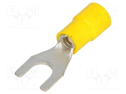 Fork terminal; M6; Ø: 6.3mm; 4÷6mm2; crimped; for cable; insulated