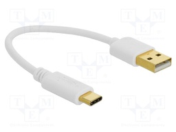 Cable; USB A plug,USB C plug; 0.15m; white; 22AWG; Øcable: 3.8mm