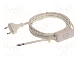 Cable; 2x0.75mm2; CEE 7/16 (C) plug,wires; PVC; 3m; white; 2.5A