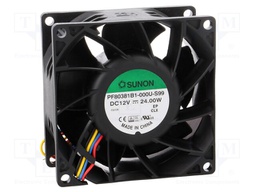 Fan: DC; axial; 12VDC; 80x80x38mm; 193.5m3/h; 64.8dBA; ball bearing