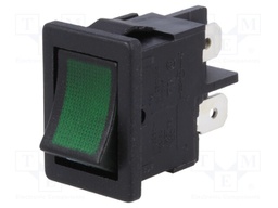 ROCKER; DPST; Pos: 2; OFF-ON; 4A/250VAC; green; IP40; 100mΩ; -20÷85°C