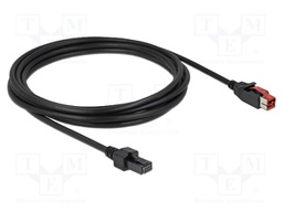 Cable; 2x4pin plug,PoweredUSB plug; 3m; black; 20AWG,26AWG; 24V