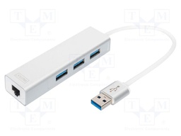 Hub USB; RJ45 socket,USB A socket x3,USB A plug; USB 3.0; PnP